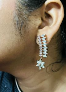 Floral Drop Earrings with Rhinestones
