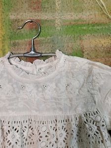 White Embroidered Eyelet Top