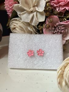 Pink Flower Stud Earrings
