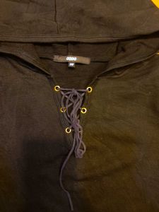 Black Lace-Up Hoodie