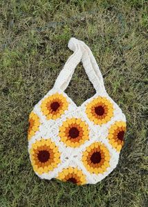 Sunflower Crochet Tote Bag