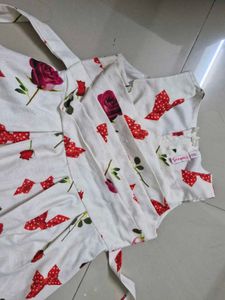 White Floral Printed Frock