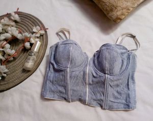 Very Beautiful Aster Denim Bustier Crop Top