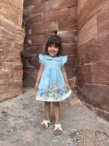 Blue Floral Dress For Girl