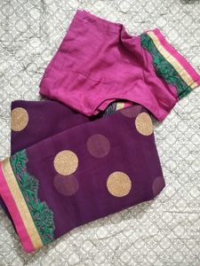 Elegant Purple & Pink Saree with Embellishments