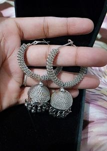 Oxidised Silver Colour Jhumkas🤍