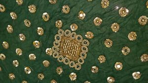 Full Heavy Work saree green and gold combina