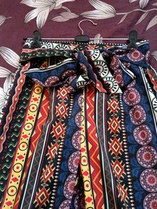 Boho Print Tie-Waist Pants