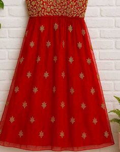 Red Embroidered Girls Dress