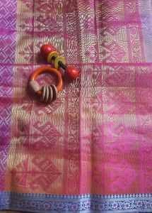 Pink and Grey Tussar Silk Saree