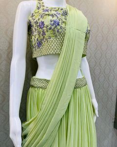 🆕️🆕️Faux Georgette Lehenga Saree With Blouse And