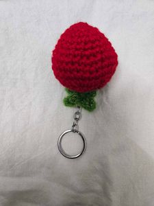 Homemade Crochet strawberry keychain