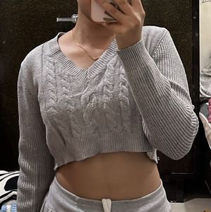 Grey crop sweater