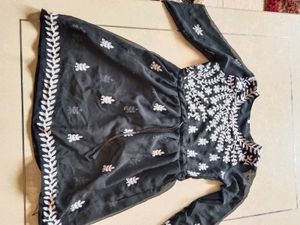A Floral Festive Black Kurta