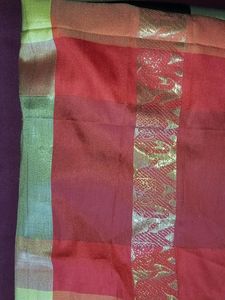 Black And Red Saree With Golden Border Design