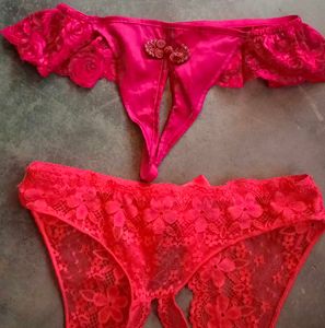 Sexy Hot Red Lingerie 3 Set