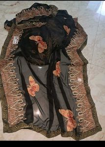 Elegant Black Paisley Saree