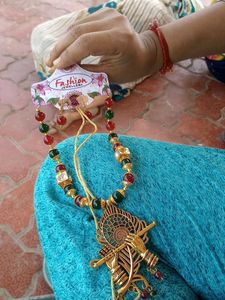 Krishna design beautiful stone necklace with earri