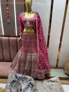 Fish Cut Design Stunning Pink Lehenga Choli
