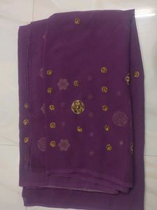 Purple Embellished Sari