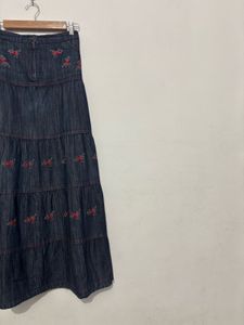 Vintage Embroidery Denim Skirt