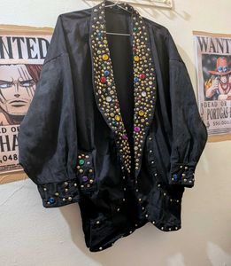80s/90s Vintage Bijou Stud Embellished Twill jacke