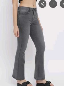 AJIO Grey Flared Jeans