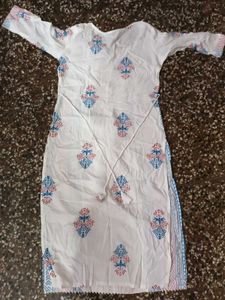 White Printed Cotton Pajama Set
