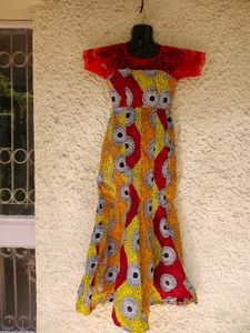 Red &amp; Yellow Patterned African style Dress