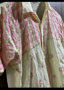 Embroidered Floral Shirt chikankari