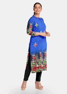 Floral Blue Kurta Unstitched
