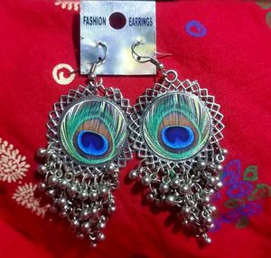 Peacock Feather Dangle Earrings
