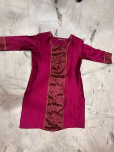 Pink Kurti with Gold Detail