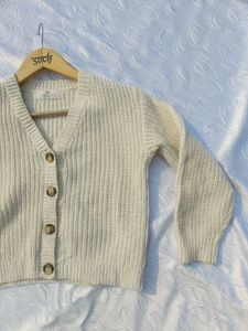 H&amp;M Cream Knit Cropped Cardigan