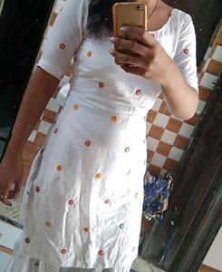 Cotton White Punjabi Suit Salwar With Mirror Work