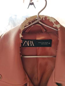 Zara Peach Leather Jacket Imported