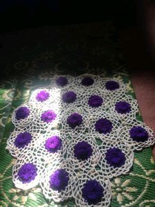 Handmade Purple Lotus Table Cloth For Small Tabl