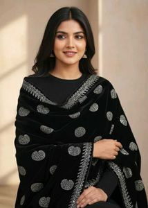 Elegant Black Velvet shimmer Shawl 3