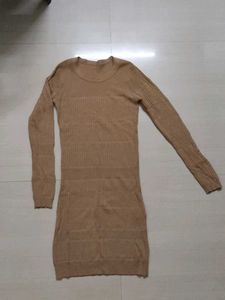 Tan Knit Sweater Dress