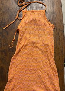 Orange Pink Knit Mini Dress