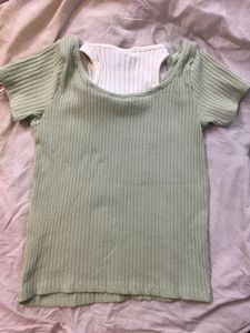 Cute Green Ribbed Top