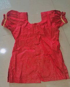 Red and cream lehanga for kids