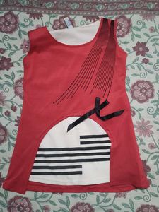 Red Sleeveless Top with Bow