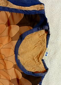 Blue And Nude Mesh Pattern Top