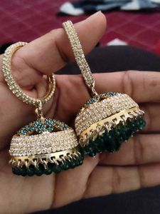 Emerald Jhumka Earrings