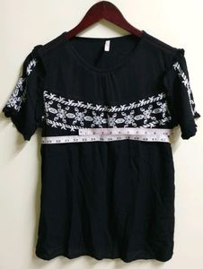 Embroidered Black Top