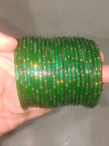 Green Glass Bangles - Set