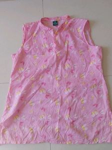 Pink Butterfly Cotton Sleeveless Top
