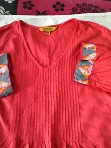 Coral V-Neck Top