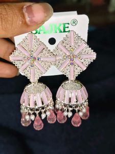 Pink Jhumka Earrings